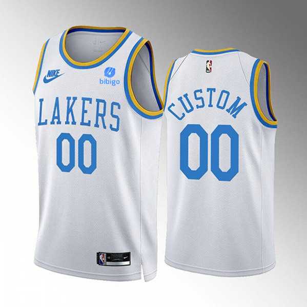 Mens Los Angeles Lakers Customized 2022-23 White Classic Edition Stitched Basketball Jersey->customized nba jersey->Custom Jersey